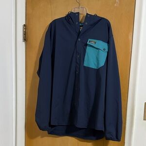 L.L. Bean Dark Blue Jacket with Aqua Pocket